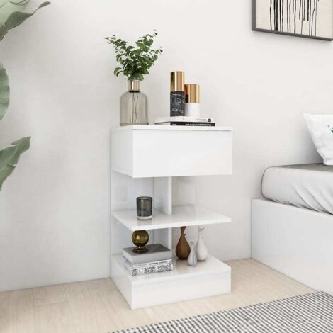 Tables de chevet 2 pcs Blanc brillant 40x35x65 cm (1/5)