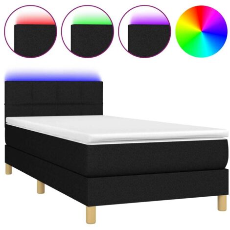 Lit Adulte，Sommier tapissier avec matelas et LED，Lit simple - Noir 100x200 cm Tissu DETHB88595 MaisonChic (1/5)