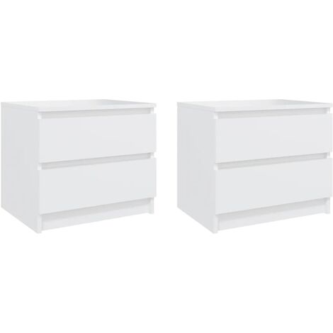 Lot de 2 Tables de chevet Tables d'Appoint Industriel Tables de nuit Blanc 50x39x43,5 cm Aggloméré -BV25113 (1/5)