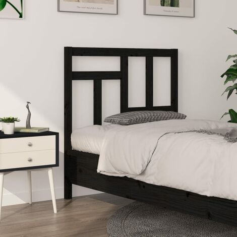 Tête de lit pour lit simple, Cadre de lit, Tableau décoratif de chevet Noir 95,5x4x100 cm Bois massif de pin CDE94545 (1/5)