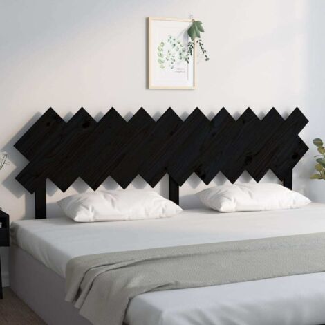 Furniture Limited - Tête de lit Noir 196x3x80,5 cm Bois massif de (1/5)