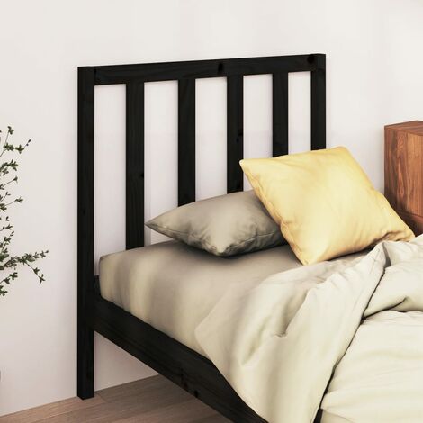 Tête de lit pour lit simple, Cadre de lit, Tableau décoratif de chevet Noir 106x4x100 cm Bois massif de pin CDE84191 (1/5)