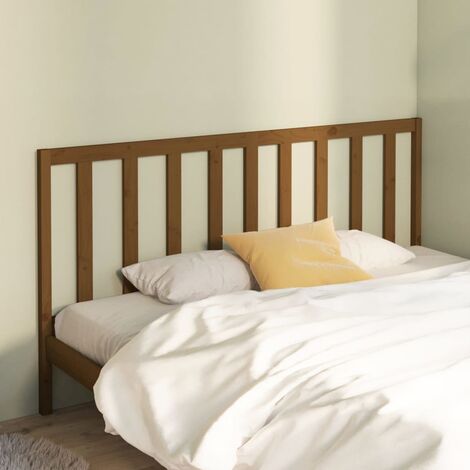 Tête de lit pour lit double, Cadre de lit, Tableau décoratif de chevet Marron miel 206x4x100 cm Bois massif de pin CDE32391 (1/5)