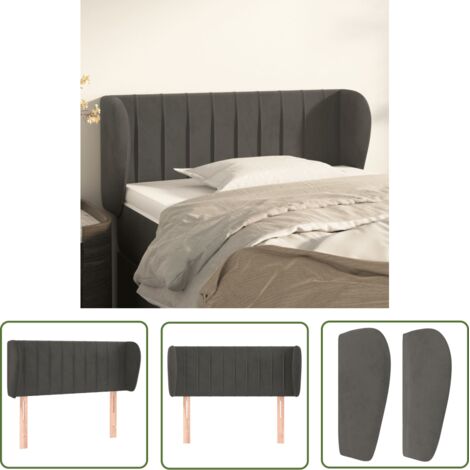 The Living Store Tête de lit avec oreilles Gris foncé 103x23x78/88 cm Velours - Tête De Lit - Tête De Lit Velours - Tête De Lit Ajustable - Chambres À Coucher - Décoration Intérieure (1/5)