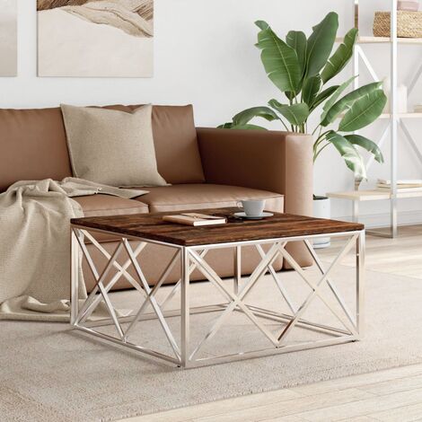 Table basse de salon Bout de canapé Tables d'appoint pour chambre acier inoxydable et bois massif de récupération XTT910 (1/5)