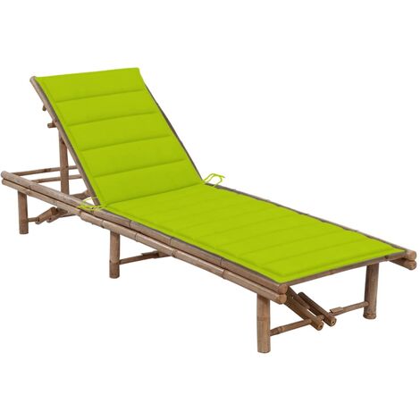 Chaise longue de jardin avec coussin Bain de soleil Transat Bambou 65257 (1/5)