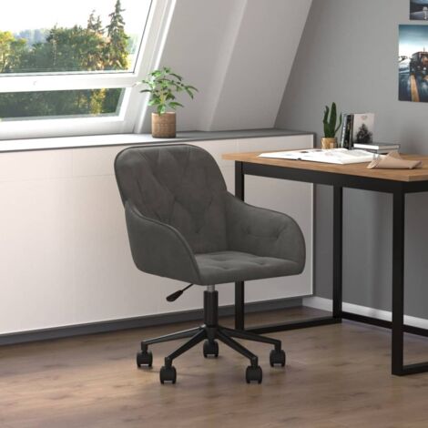 Furniture Limited - Chaise pivotante de bureau Gris foncé Velours (1/5)
