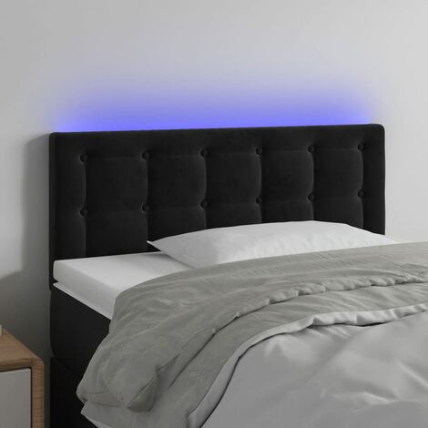 Tête de lit avec lumière LED,Panneau de lit,Décoration murale Noir 90x5x78/88 cm Velours XJDT889384 (1/5)