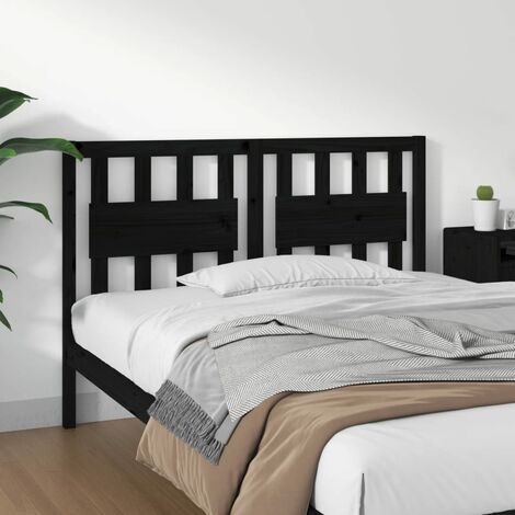 Tête de lit pour lit double, Cadre de lit, Tableau décoratif de chevet Noir 145,5x4x100 cm Bois massif de pin CDE54880 (1/5)