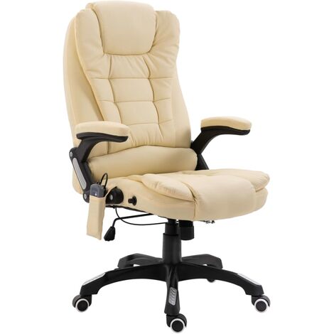 Chaise de bureau de massage,Chaise d'ordinateur ergonomique Crème Similicuir -VA91094 (1/5)