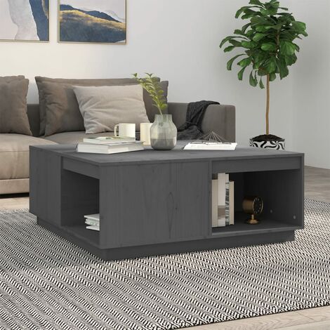 Table Basse de Salon Élégante,Table Canapé Gris 100x101x40,5 cm Bois massif de pin -FR56502 (1/5)