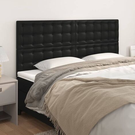4 pcs Têtes de lit avec oreilles, Tableau décoratif de chevet élégante Noir 80x5x78/88 cm Similicuir SDG75823 (1/5)