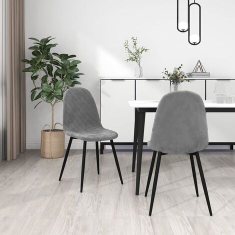 Chaises à manger, Chaises à dîner, Fauteuils de Relaxation lot de 2 Gris clair Velours BGT96042 (1/5)