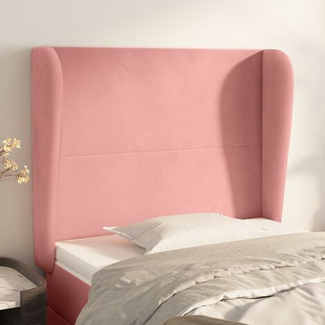 Tête de lit avec oreilles Armoire de Tête de lit pour Chambre - Rose 103x23x118/128 cm Velours -10216 (1/5)
