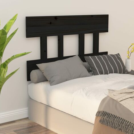 Tête de lit pour lit simple, Cadre de lit, Tableau décoratif de chevet Noir 93,5x3x81 cm Bois massif de pin CDE42916 (1/5)