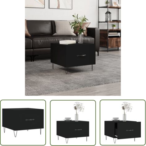 The Living Store Table basse Noir 50x50x40 cm Bois d'ingénierie - Table Basse - Meuble Salon - Table D'appoint - Table Design - Table Noire (1/5)