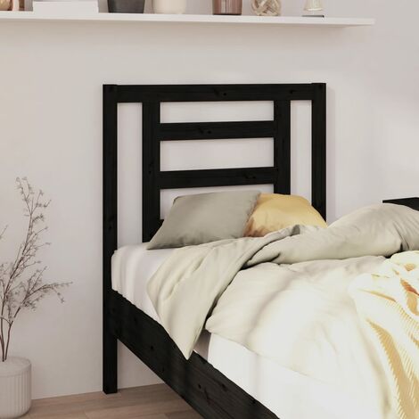 Tête de lit pour lit simple, Cadre de lit, Tableau décoratif de chevet Noir 81x4x100 cm Bois massif de pin CDE74894 (1/5)