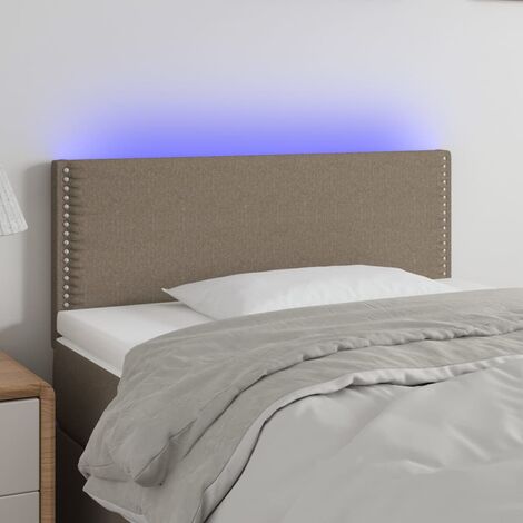 Tête de lit à LED pour lit simple, Cadre de lit, Tableau décoratif de chevet Taupe 90x5x78/88 cm Tissu CDE16060 (1/5)