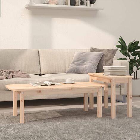 Lot de 2 Tables basses Tables de salon Bout de canapé Bois massif de pin 87693 (1/5)