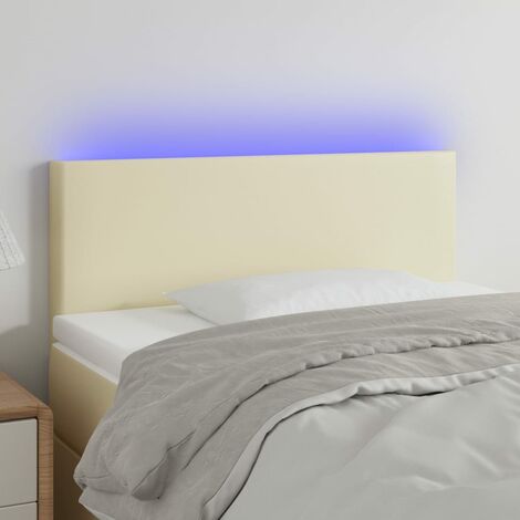 Tête de lit à LED pour lit simple, Cadre de lit, Tableau décoratif de chevet Crème 100x5x78/88 cm Similicuir CDE34683 (1/5)