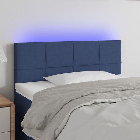 Tête de lit à LED pour lit simple, Cadre de lit, Tableau décoratif de chevet Bleu 100x5x78/88 cm Tissu CDE45053 (1/5)