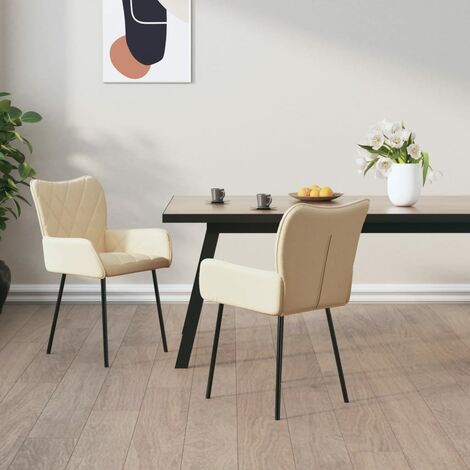 Chaises à manger, Chaises à dîner, Fauteuils de Relaxation lot de 2 crème tissu BGT77638 (1/5)