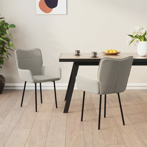 Chaises à manger, Chaises à dîner, Fauteuils de Relaxation lot de 2 Gris clair Velours BGT97924 (1/5)