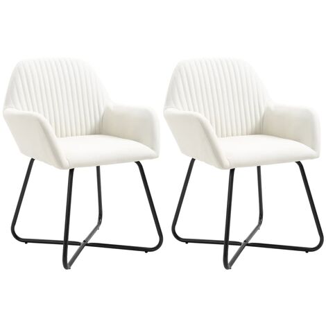 Chaises à manger, Chaises à dîner, Fauteuils de Relaxation lot de 2 crème tissu BGT70785 (1/5)
