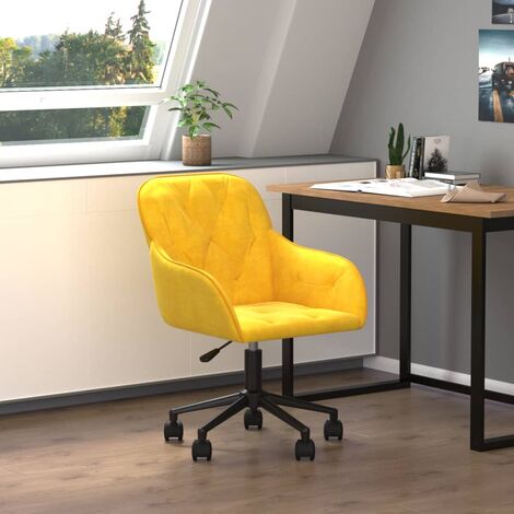 Chaise de bureau pivotante,Fauteuil d'ordinateur Jaune Velours -VA96376 (1/5)