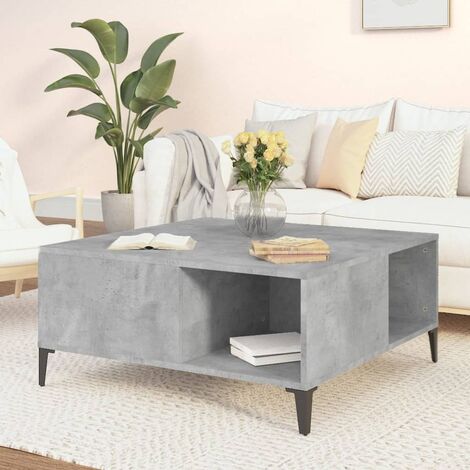 Table Basse de Salon Élégante,Table Canapé gris béton 80x80x36,5 cm bois d'ingénierie -FR47032 (1/5)