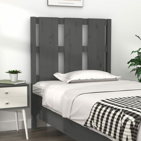 Tête de lit pour lit simple, Cadre de lit, Tableau décoratif de chevet Gris 80,5x4x100 cm Bois massif de pin CDE16867 (1/5)