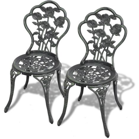 Chaises de bistro Chaises de jardin 2 pcs Aluminium coulé Vert BGT52079 (1/5)