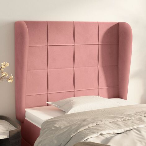Tête de lit avec oreilles Armoire de Tête de lit pour Chambre - Rose 93x23x118/128 cm Velours -75551 (1/5)