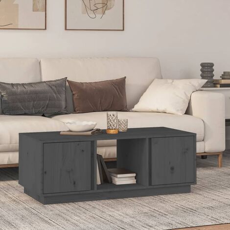 Table Basse de Salon Élégante,Table Canapé Gris 110x50x40 cm Bois massif de pin -FR46226 (1/5)