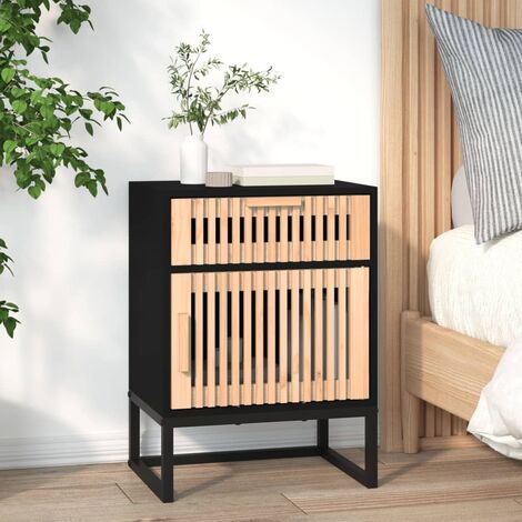 Table de chevet Table d'Appoint élégant Table de Nuit noir 40x30x55,5 cm bois d’ingénierie et fer -BV41749 (1/5)
