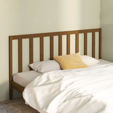 Tête de lit pour lit double, Cadre de lit, Tableau décoratif de chevet Marron miel 206x4x100 cm Bois massif de pin CDE28555 (1/5)