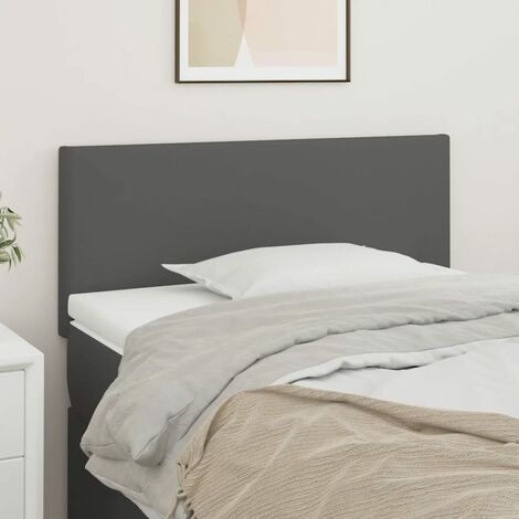 Tête de lit pour lit simple, Cadre de lit, Tableau décoratif de chevet Gris 100x5x78/88 cm Similicuir CDE20501 (1/5)