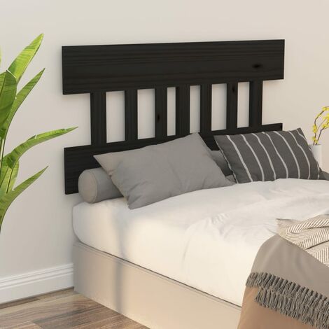 Tête de lit pour lit double, Cadre de lit, Tableau décoratif de chevet Noir 163,5x3x81 cm Bois massif de pin CDE13351 (1/5)