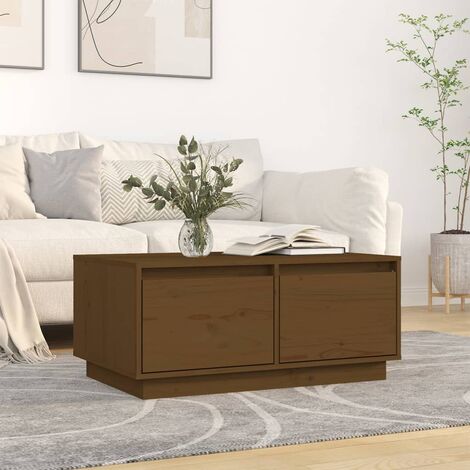 Table Basse de Salon Élégante,Table Canapé Marron miel 80x50x35 cm Bois massif de pin -FR10831 (1/5)