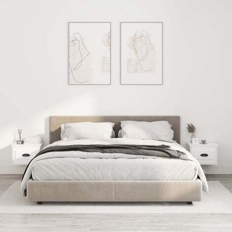 Lot de 2 Tables de chevet murales de chambre,Tables d'Appoint Industriel - Tables de Nuit blanc brillant 41,5x36x28 cm -BV16005 (1/5)