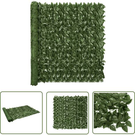 The Living Store Écran de balcon avec feuilles vert foncé 400x150 cm - Écran De Balcon - Brise Vue - Intimité - Décoration Extérieure - Parasol (1/4)