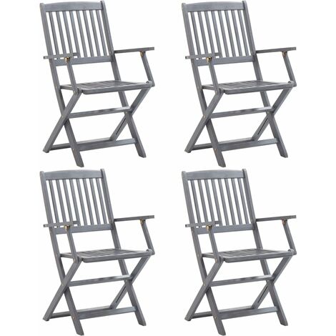 4 pcs Chaises pliables d'extérieur, Chaises de jardin à dîner, Fauteuils de jardin Bois d'acacia solide BGT18031 (1/5)