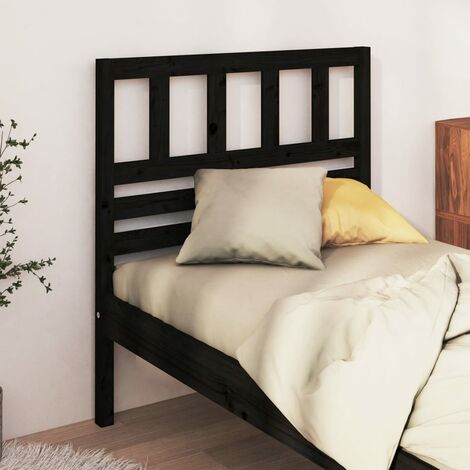 Tête de lit pour lit simple, Cadre de lit, Tableau décoratif de chevet Noir 96x4x100 cm Bois massif de pin CDE11338 (1/5)