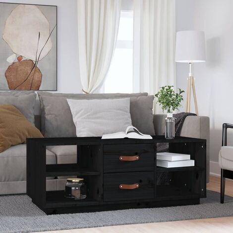 Table Basse de Salon Élégante,Table Canapé Noir 100x50x41 cm Bois massif de pin -FR36017 (1/5)