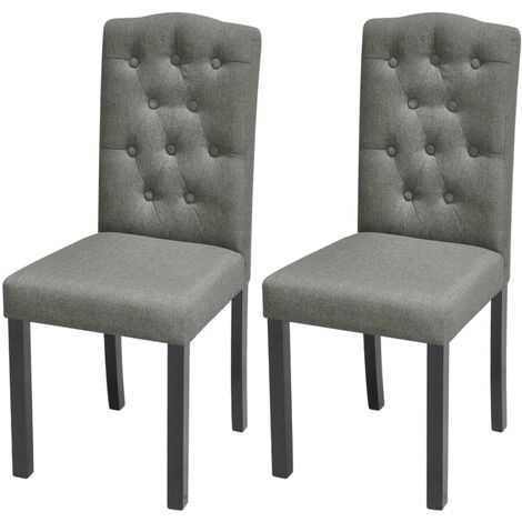 Lot de 2 Chaises Chaises de salle à manger Chaise de cuisine Gris Tissu 34642 (1/5)