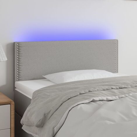Armoire de tête de lit Tête de lit à LED, Hauteur réglable pour Chambre Gris clair 100x5x78/88 cm Tissu -61467 (1/5)