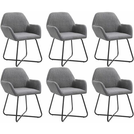Lot de 6 Chaises à manger,Chaises de salle à manger gris foncé tissu HH48492 (1/5)