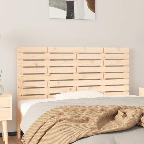 Tête de lit murale pour lit double, Cadre de lit, Tableau décoratif de chevet 126x3x63 cm Bois massif de pin CDE41456 (1/5)