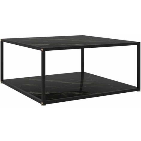 Table Basse Bout de canapé Table d’Appoint Salon Noir 80x80x35 cm Verre trempé BV77344 (1/5)