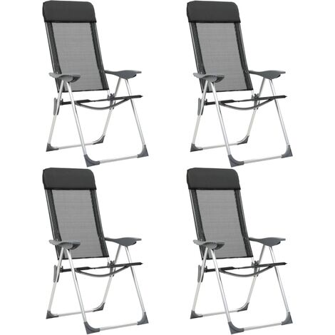 Chaises de camping Chaises de jardin pliables 4 pcs Noir Aluminium BGT59087 (1/5)